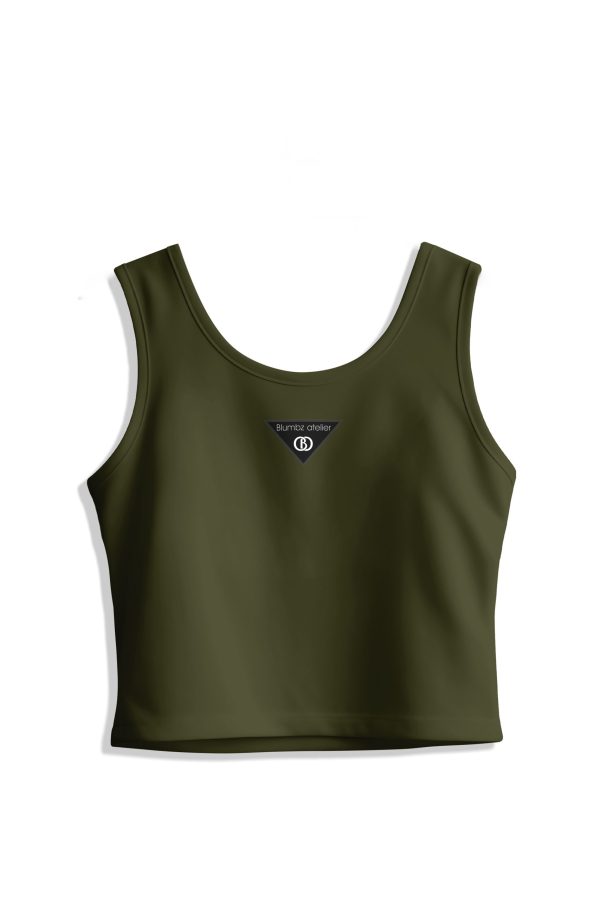 Blumbz Atelier CrestShield Crop – Olive Edge Edition